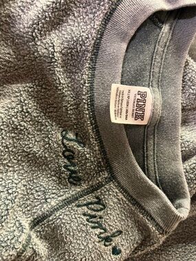 PINK Victoria's Secret Gray Sherpa Pullover Hoodie
